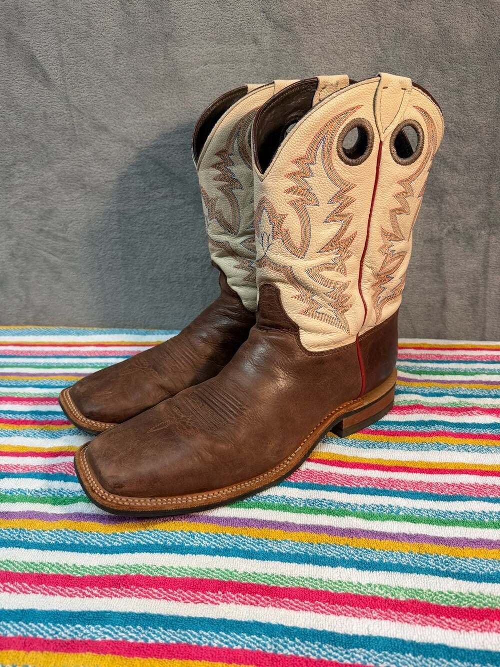 Justin Men's Bent Rail Western Boot Square Toe Chocolate Desert Bone size 13D